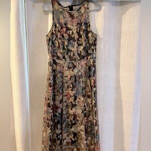 Beautiful Floral print dress with Sheer Plum Shaw.